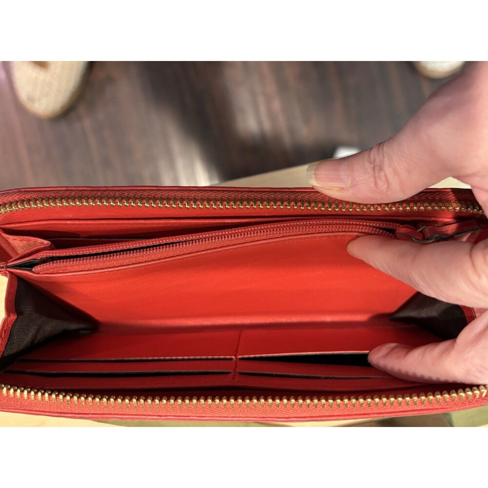 Authentic HOT Red GUCCI Guccissima Leather Zipper Wallet W/ COA Box Fits IPhone - Picture 12 of 16